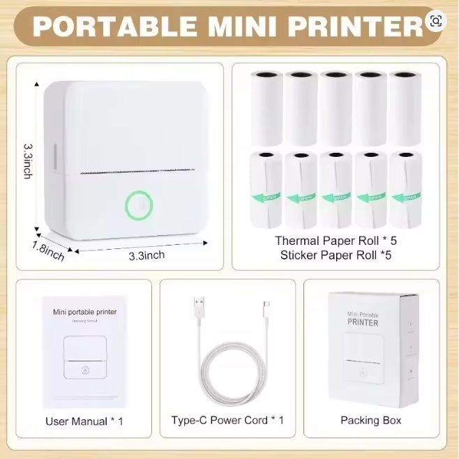 Mini-imprimante thermique, fabricant d'autocollants portables sans encre, petite imprimante de poche sans découpe Bluetooth pour enfants, impression Photo de 57mm pour bricolage