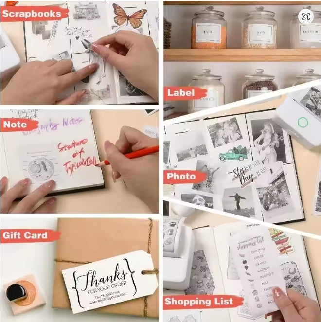 Mini-imprimante thermique, fabricant d'autocollants portables sans encre, petite imprimante de poche sans découpe Bluetooth pour enfants, impression Photo de 57mm pour bricolage