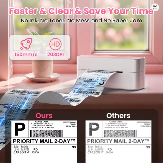 Phomemo 241 Bluetooth imprimante d'étiquettes thermiques sans fil petite imprimante d'étiquettes d'expédition 4X6 Compatible avec iPhone Android Mac fenêtre