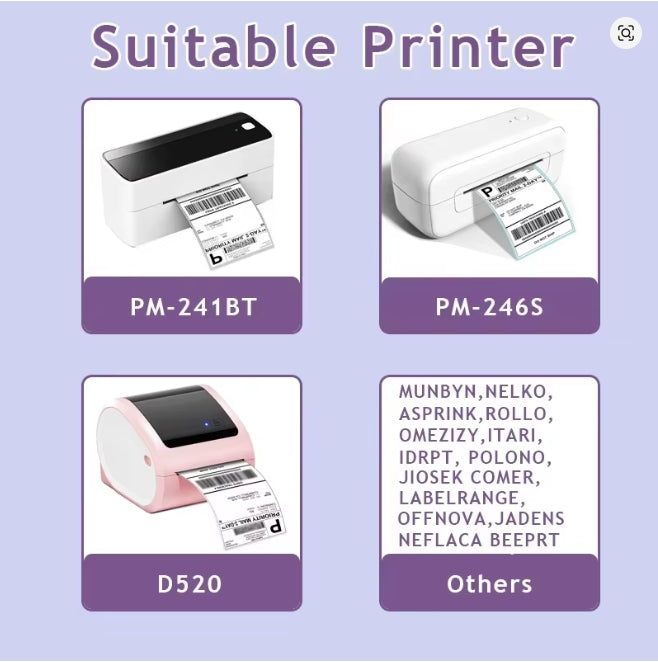 A6 taille 4x6 ''4x4'' étiquettes d'expédition papier pliable 241BT 246S D520 DYMO 4XL zèbre Munbyn Nelko pour code à barres LOGO