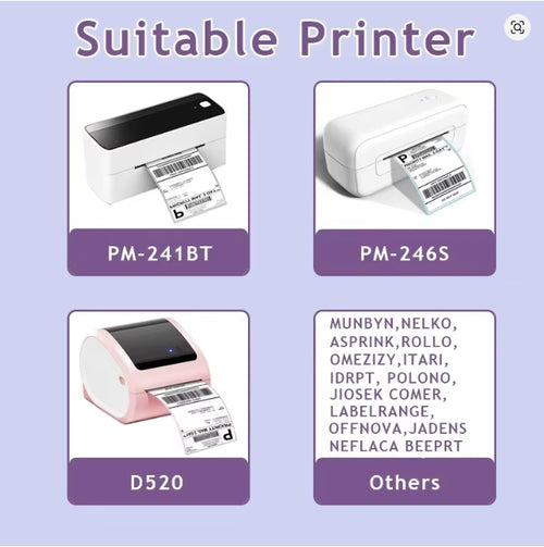 A6 taille 4x6 ''4x4'' étiquettes d'expédition papier pliable 241BT 246S D520 DYMO 4XL zèbre Munbyn Nelko pour code à barres LOGO