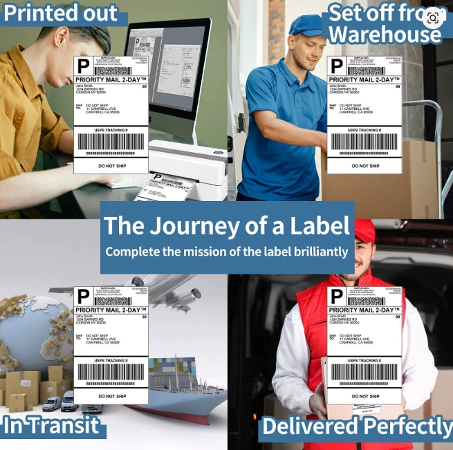 A6 taille 4x6 ''4x4'' étiquettes d'expédition papier pliable 241BT 246S D520 DYMO 4XL zèbre Munbyn Nelko pour code à barres LOGO