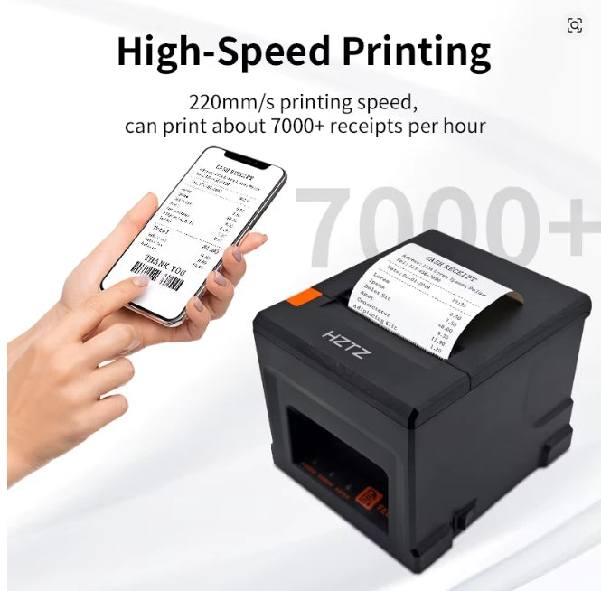 HZTZ 80mm imprimante de reçus thermique HZ-8360 coupe automatique Restaurant cuisine POS imprimante USB LAN Bluetooth