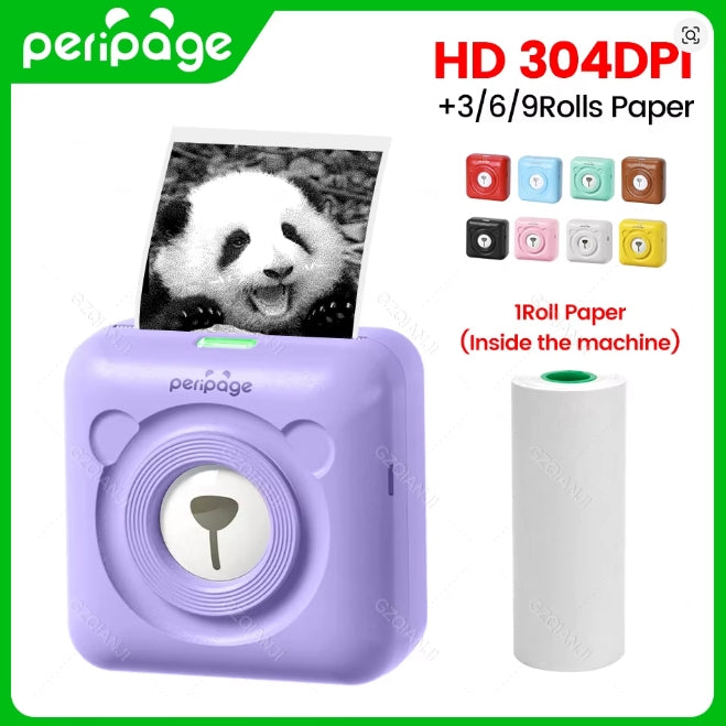 Peripage – Mini-imprimante de poche A6 originale, 304dpi, Bluetooth, machine Photo thermique, couleur violet jaune, téléphone portable, Android IOS, cadeau