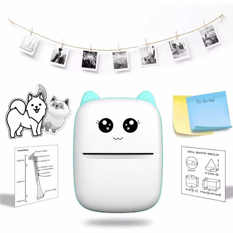 Mini CAT portable imprimante thermique impression photo poche thermique étiquette imprimante 58mm impression sans fil Bluetooth Android iOS imprimantes